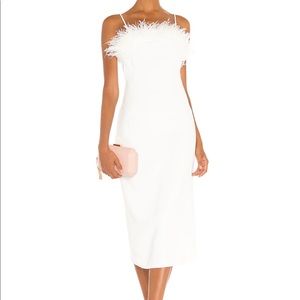 Elliatt white feather trim dress